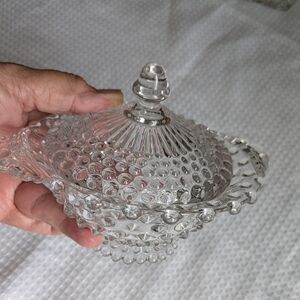 Vintage Hobnail Candy Bowl Clear  Retro 1950s Glass Home Decor